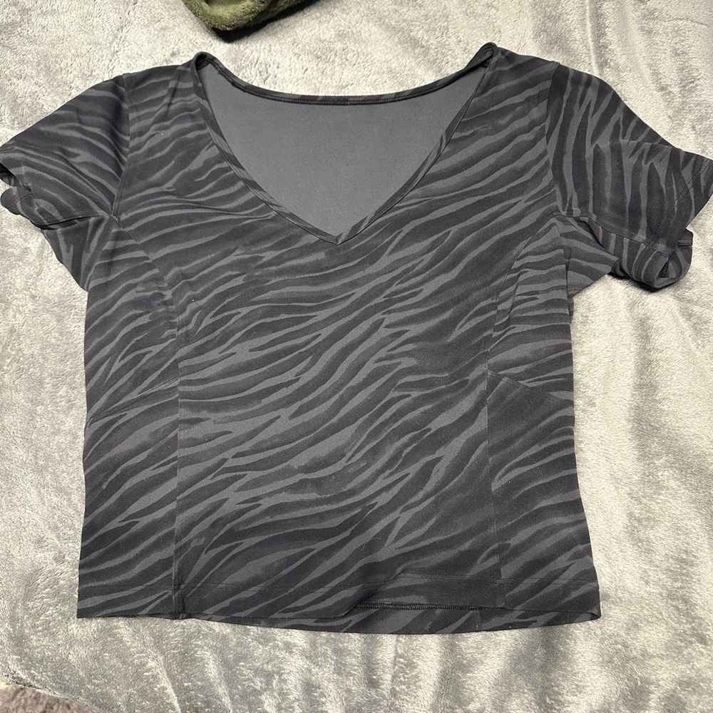 lululemon athletica Black Zebra Print V-Neck Tee